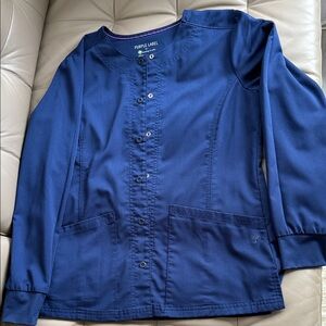 Purple Label navy Button-Up scrub Jacket new size M